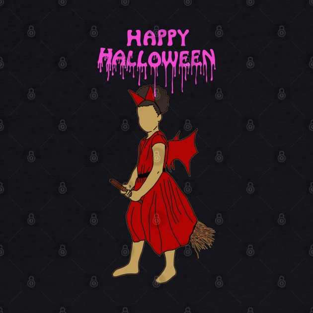 Happy halloween witch on broom pink by DigillusionStudio